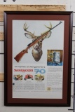 Reproduction Framed Winchester Color Print Advertisement from True Magazine 1965