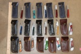 (15) *New* Damascus Steel Folding Pocket KNIVES with Leather Cases (ONE$)