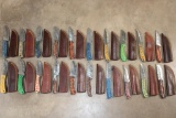 (20) *Brand New* Fixed Blade Damascus Steel KNIVES with Leather Sheaths (ONE$)