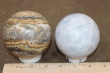 (1) Banded CHALCEDONY Mineral Sphere and (1) BLUE CELESTITE Mineral Sphere (ONE$)