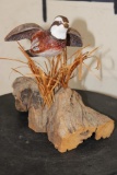 Wood Quail Carving Signed by Artist 