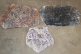 (1) Brecciated Jasper, (1) Petrified Wood, and (1) Dream Amethyst Mineral Slice (ONE$)