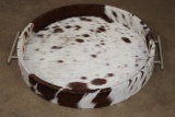 *New* Cow Hide Wrapped Serving or Decorative Tray with Stainless Steel Handles