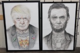(2) Large Art Print Posters of American Presidents Donald Trump and Abraham Lincoln (ONE$)