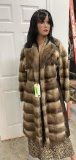 Natural MUSKRAT and LEATHER Patchwork Fur Coat