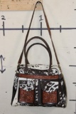 *Brand New* Salt and Pepper Cow Hide and Tooled Leather Bag