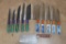 (10) *New* Damascus Steel Chef KNIVES, (2 different sets of 5) and 1 Butcher KNIFE (ONE$)