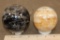 (1) BLACK MOONSTONE Mineral Sphere and (1) Banded ORANGE CALCITE Mineral Sphere (ONE$)