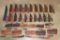(31) *New* Damascus Steel and Carbon Steel KNIVES with Leather Sheaths (ONE$)