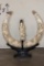Antique Carved and Scrimshawed Bone Guanyin Figure with 2 Tusks or Horns on a Hand-carved Stand