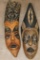 (2) Hand-carved and Hand-painted AFRICAN Tribal MASKS (ONE$)
