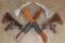(2) Contemporary Battle AXES with Etched Steel Blades and Leather Sheaths (ONE$)