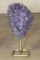 Deep Purple Druzy AMETHYST Crystal Cluster on a Metal Stand