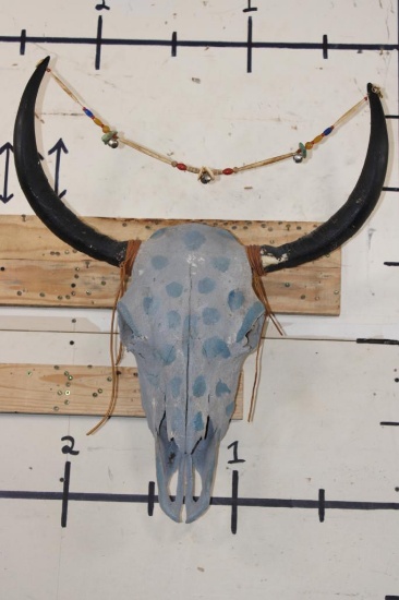 Painted and Embellished YAK Skull