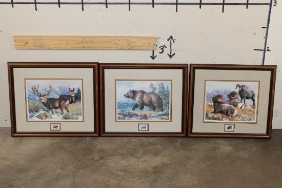(3) Framed Wyoming Conservation Stamps with their matching Art Prints (ONE$)