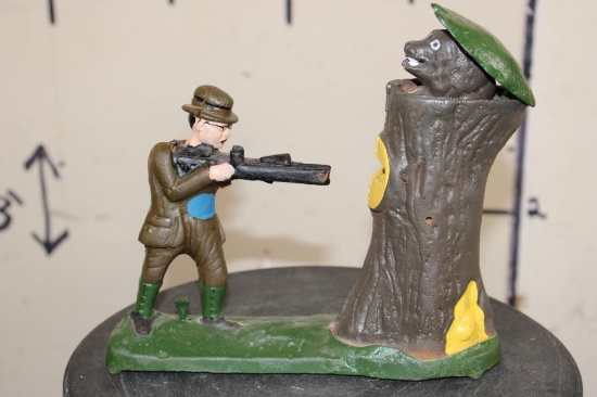 1950's "Teddy and the Bear" Mechanical Bank, Early Reproduction