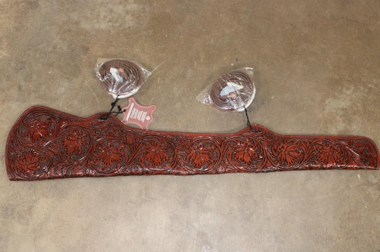 *New* Tooled Leather Rifle or Long Gun Holster for a Saddle