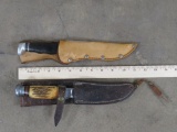 (2) Vintage KNIVES with Leather Sheaths by 