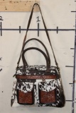 *Brand New* Salt and Pepper COW HIDE and Tooled Leather Bag