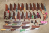 (30) *New* Damascus Steel Fixed Blade KNIVES with Leather Sheaths (ONE$)