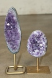 (2) AMETHYST Crystal Clusters on Metal Stands (ONE$)