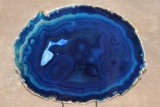 Polished Blue BRAZILIAN AGATE Slice with a Display Stand