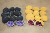 (10) Dyed Purple CRYSTAL QUARTZ Geodes and (10) Titanium Green Aura CRYSTAL QUARTZ Geodes (ONE$)
