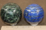 (1) GREEN APATITE Mineral Sphere and (1) LAPIS LAZULI Mineral Sphere (ONE$)