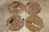 Set of (4) Polished ORTHOCERAS and AMMONITE Fossil Dinner Plates (ONE$)