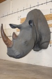 XL *Real Skin* WHITE RHINOCEROS Shoulder Mount with Reproduction Horns