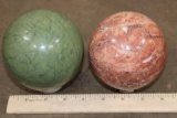 (1) GREEN JASPER Mineral Sphere and (1) RED CHERRY BLOSSOM AGATE Mineral Sphere (ONE$)