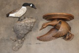 (1) Hand-carved and Painted Wooden GOOSE and (1) Hand-carved Wooden DUCK Shelf (ONE$)