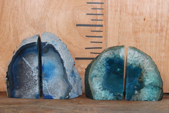 (2) Sets of Dyed Brazilian AGATE Bookends (ONE$)