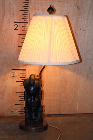 Vintage Hand-carved African Tribal Woman Bust LAMP