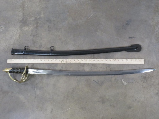 Contemporary Sword Sabre with a Sheath and Brass Handle Guard