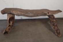 XL Hand-carved BENCH SEAT Featuring Elephants and Warthogs