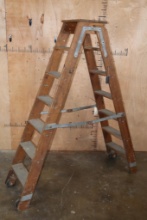 Vintage Putnam Rolling Ladder Co. Folding LADDER with Wheels
