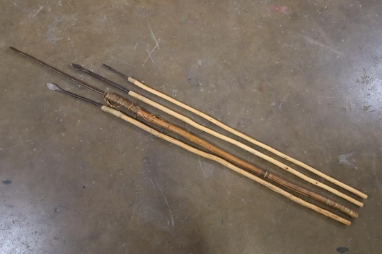 (4) Traditional Vintage SPEARS with Wood or Bamboo Handles
