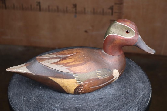 Stamped "WBF II" GREEN-WINGED TEAL Drake Duck Decoy with a Swivel Head