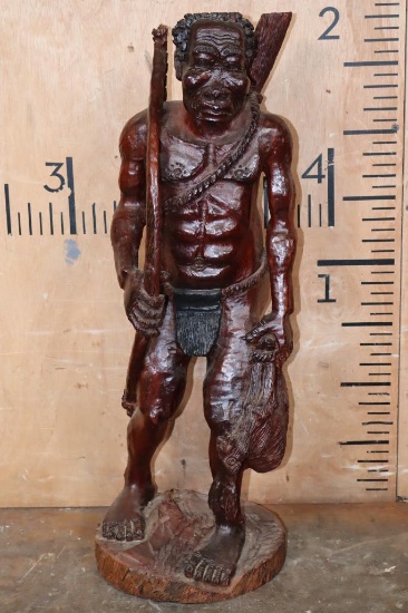 Large Leadwood or Ironwood African Maasai Hunter Carved from a Single Piece of Wood