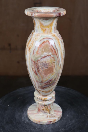 XL Carved and Polished Green Banded Onyx VASE