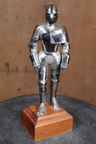 Vintage Medieval Knight TABLE LIGHTER on a Wood Stand