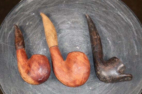 (3) Vintage Hand-carved Wooden PIPES