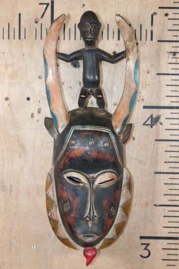 Traditional Hand-carved Wood West African Tribal MASK from the Guro or Yaure People of the Cote