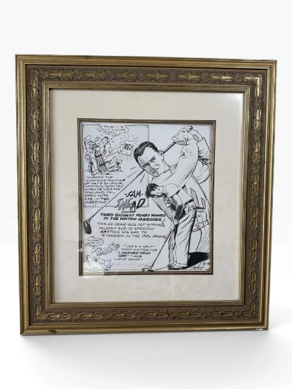 Phil Berube 1937 Sam Snead Sports Cartoon Print