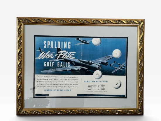 Framed Vintage Spalding War-Flite Golf Ball Ad