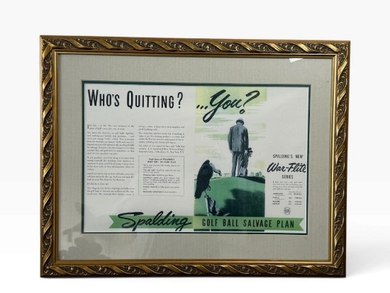 Framed Spalding Golf Salvage Plan Ad Reprint