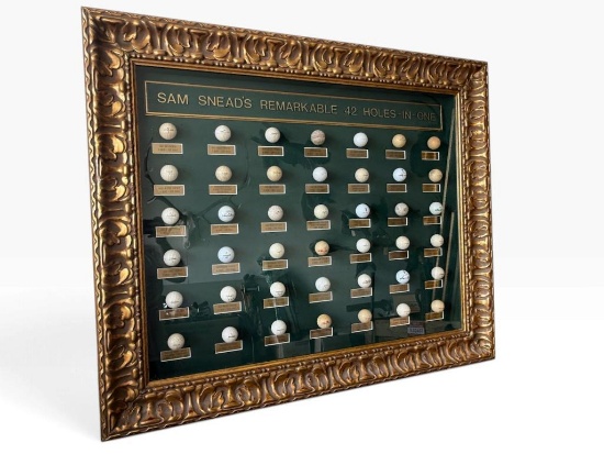 Framed Sam Snead 42 Holes-in-One Ball Display
