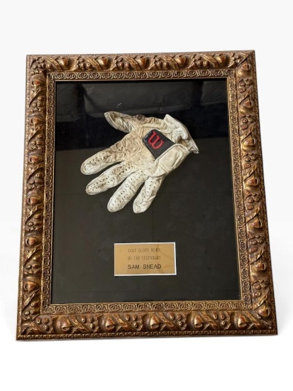 Framed Sam Snead Worn Wilson Golf Glove Display