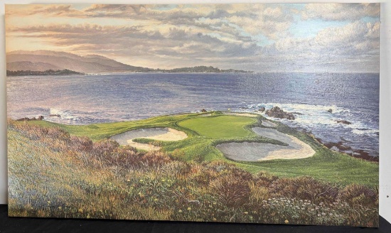 Limited #351/950 "The 7th Hole"-Pebble Beach Lithograph Signed by Linda Hartough